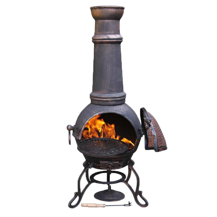 Toledo XL Cast Iron Chimenea in Bronze