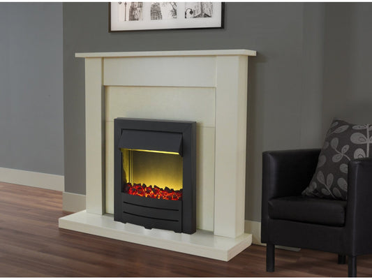 Sutton Fireplace Suite in Cream with Colorado Electric Fire in Black, 43 Inch