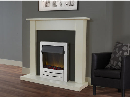 Sutton Fireplace Suite in Cream with Colorado Electric Fire in Chrome, 43 Inch