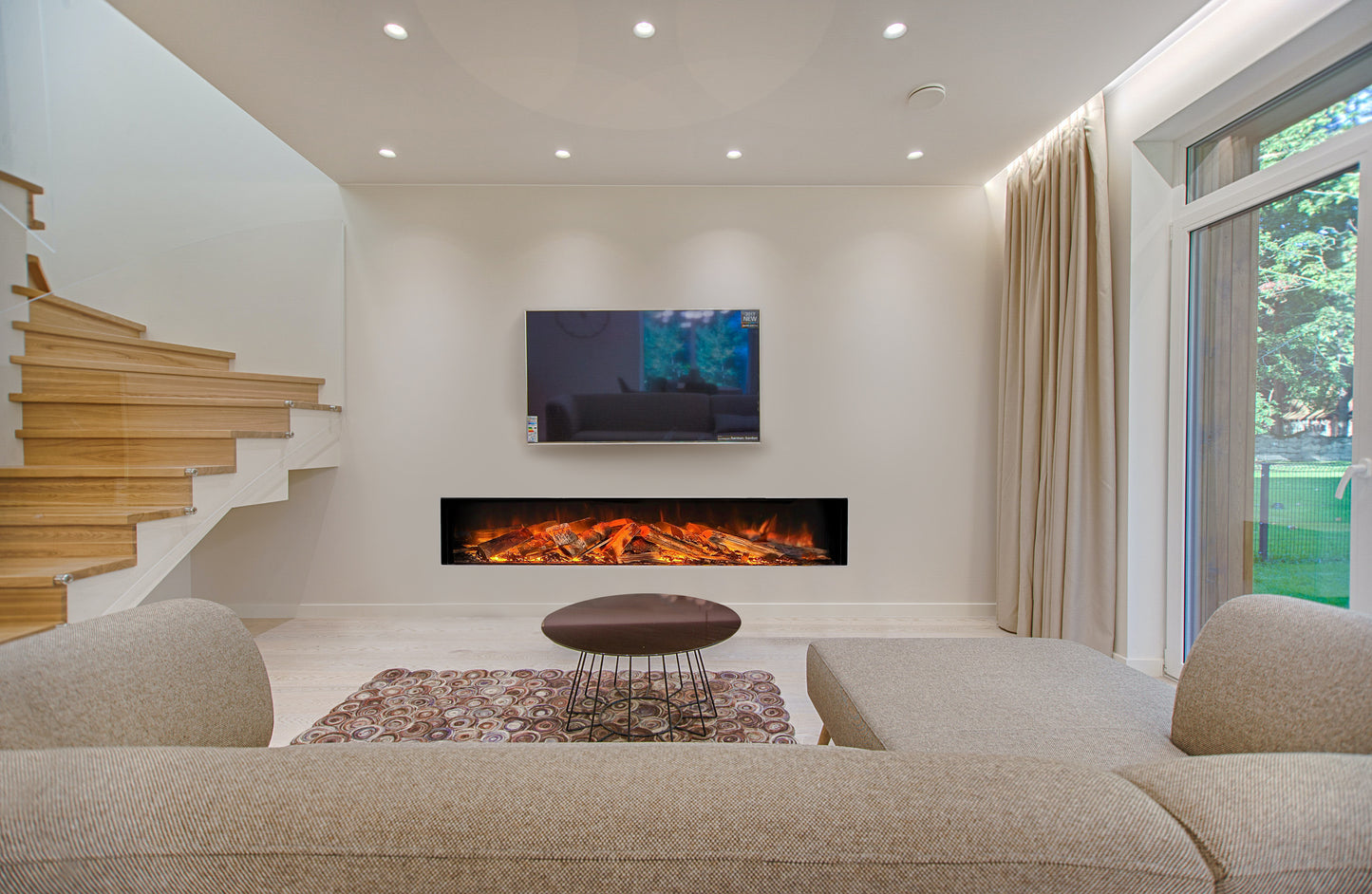 NERO 1500 - Electric Media Wall Fireplace with Remote Control