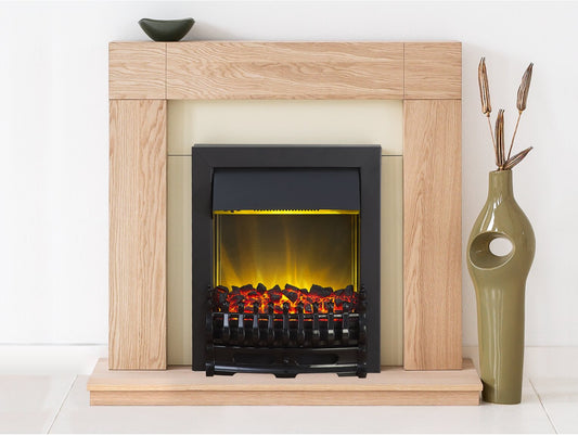 Malmo Fireplace Suite in Oak with Blenheim Electric Fire in Black, 39 Inch