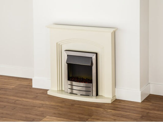 Truro Fireplace Suite in Cream with Colorado Electric Fire in Brushed Steel, 41 Inch