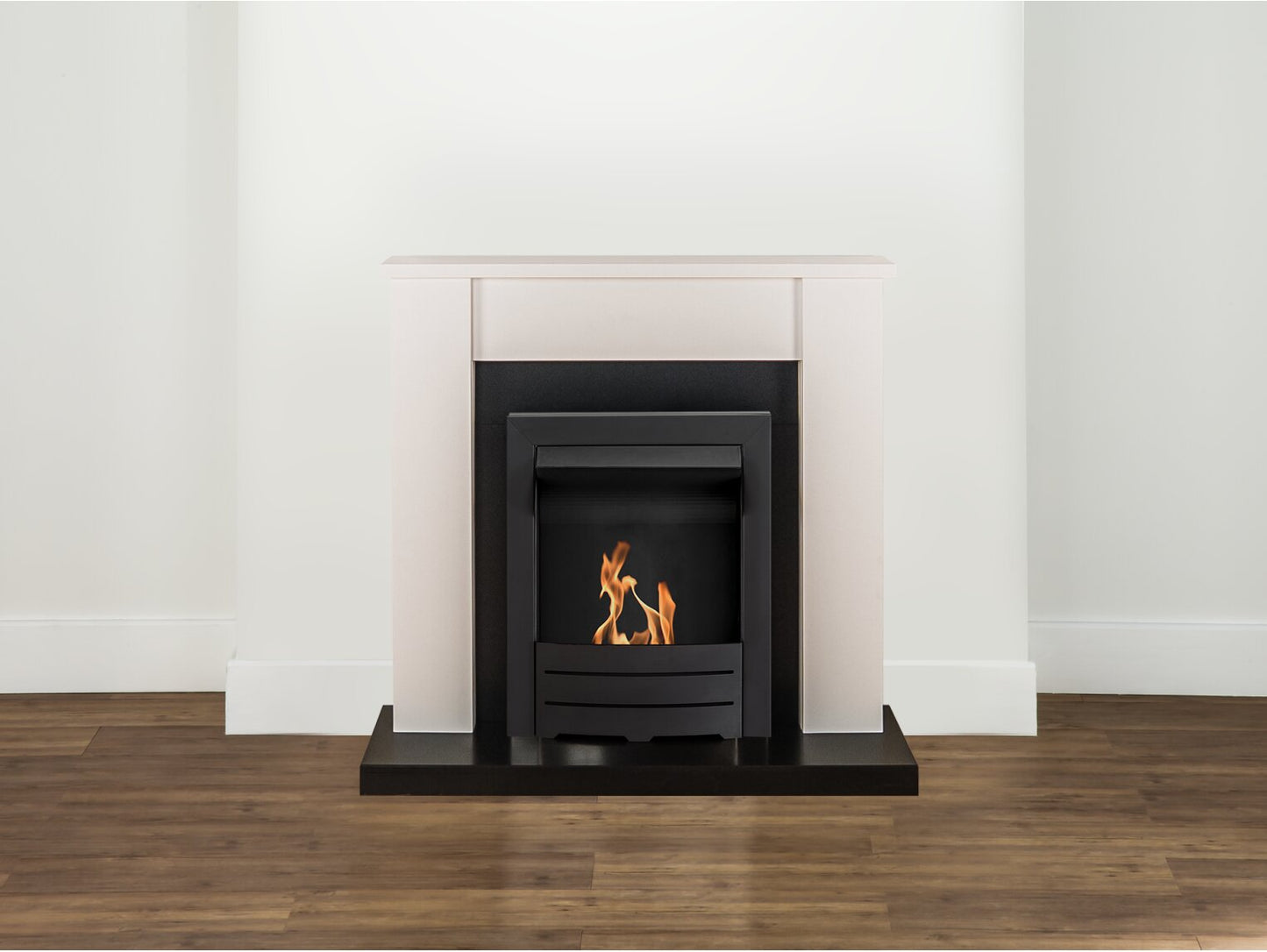 Solus Fireplace in Black & White with Colorado Bio Ethanol Fire in Black, 39 Inch