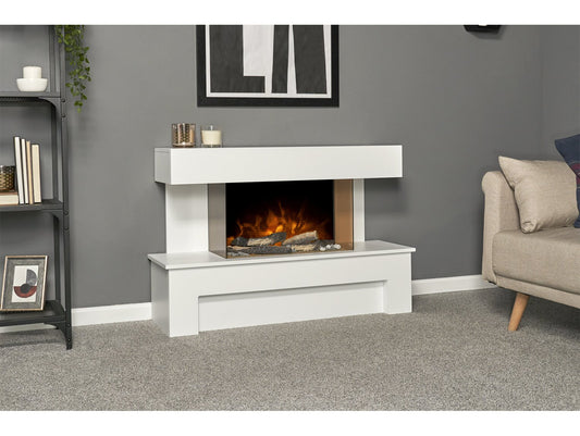 Havana Fireplace Suite with Remote Control in Pure White, 43 Inch