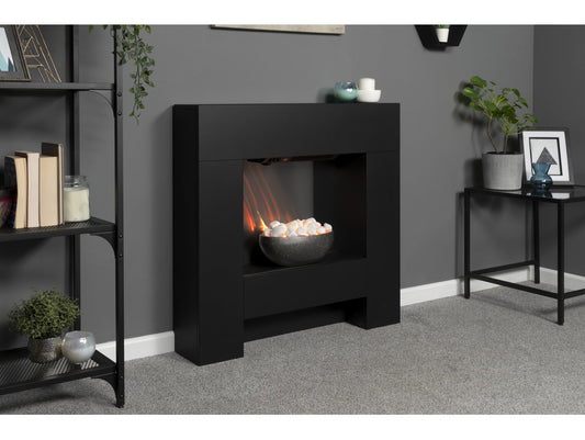 Cubist Electric Fireplace Suite in Textured Black, 36 Inch