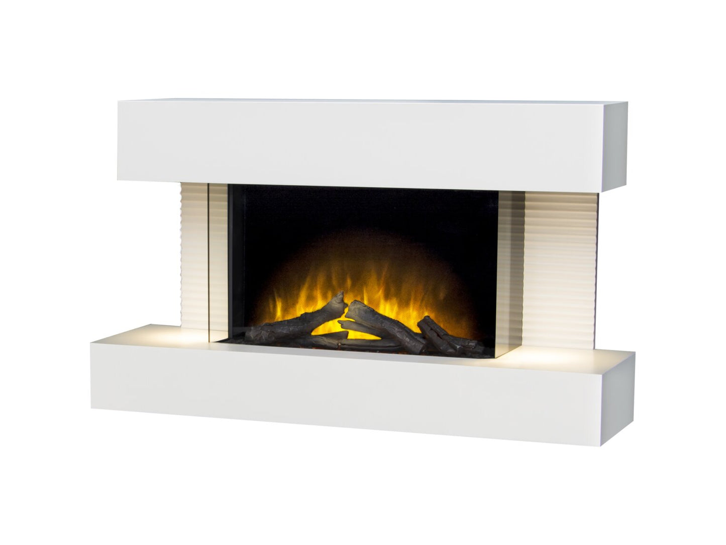 Altair Wall Mounted Electric Fire Suite with Downlights & Remote Control in Pure White