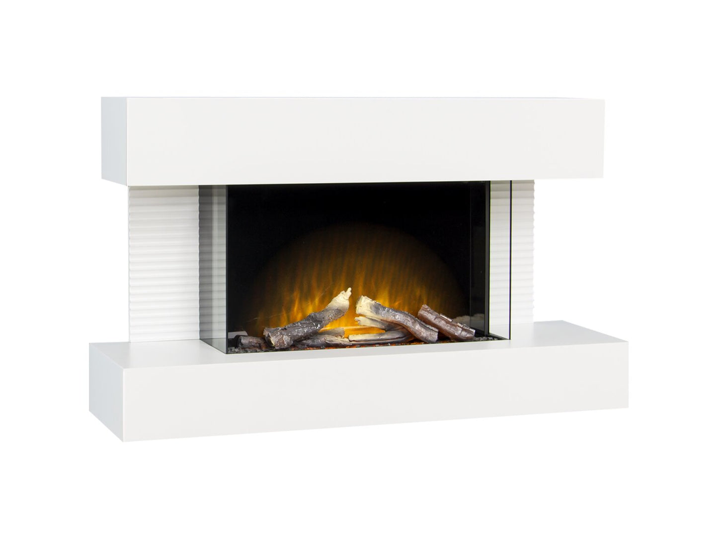 Altair Wall Mounted Electric Fire Suite with Downlights & Remote Control in Pure White