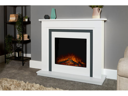 Brentwood Electric Fireplace Suite in Pure White & Grey, 43 Inch