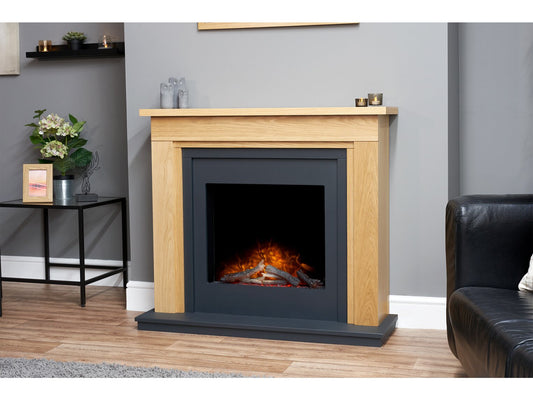 Brentwood Electric Fireplace Suite in Oak & Charcoal Grey, 43 Inch