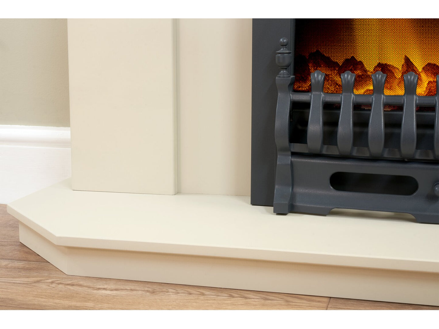 Abbey Fireplace in Stone Effect with Blenheim Electric Fire in Black, 48 Inch