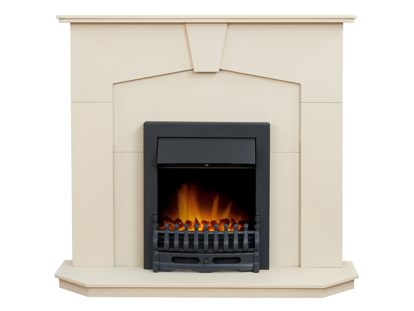 Abbey Fireplace in Stone Effect with Blenheim Electric Fire in Black, 48 Inch