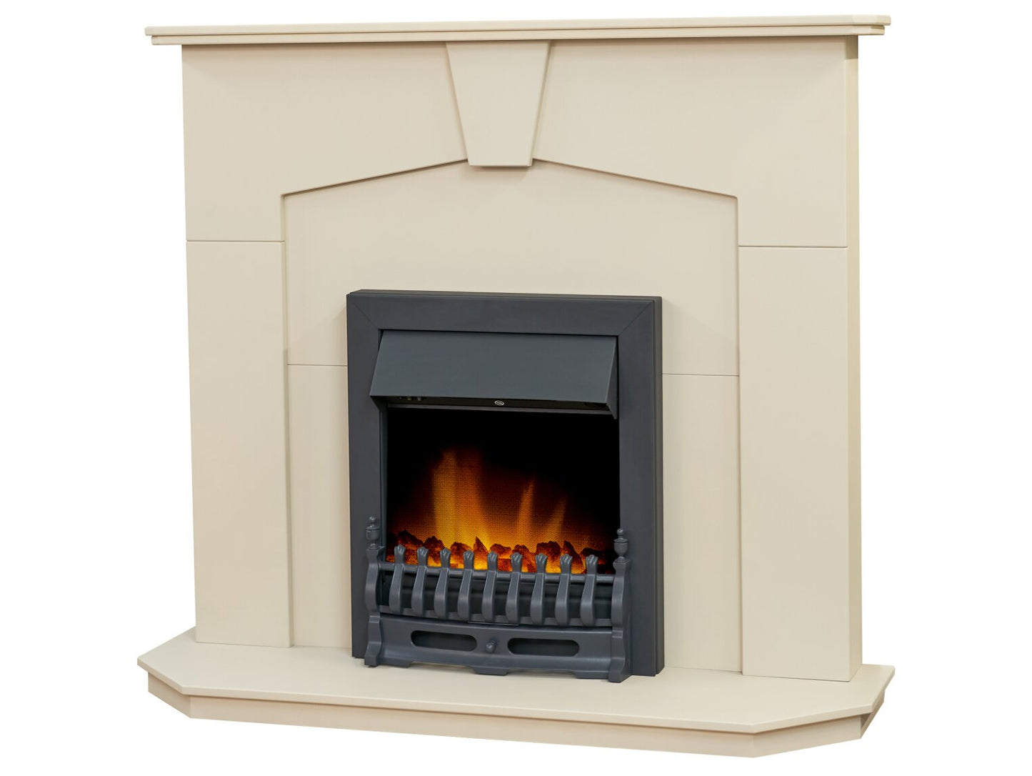 Abbey Fireplace in Stone Effect with Blenheim Electric Fire in Black, 48 Inch