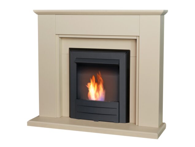 Greenwich Fireplace Suite in Stone Effect with Colorado Bio Ethanol Fire in Black, 45 Inch