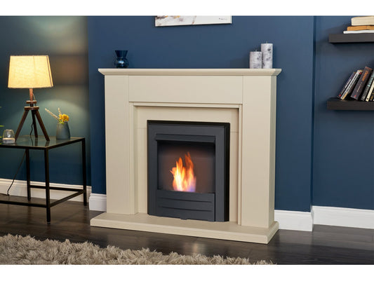 Greenwich Fireplace Suite in Stone Effect with Colorado Bio Ethanol Fire in Black, 45 Inch