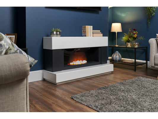 Verona Fireplace Suite in Pure White & Charcoal Grey, 48 Inch