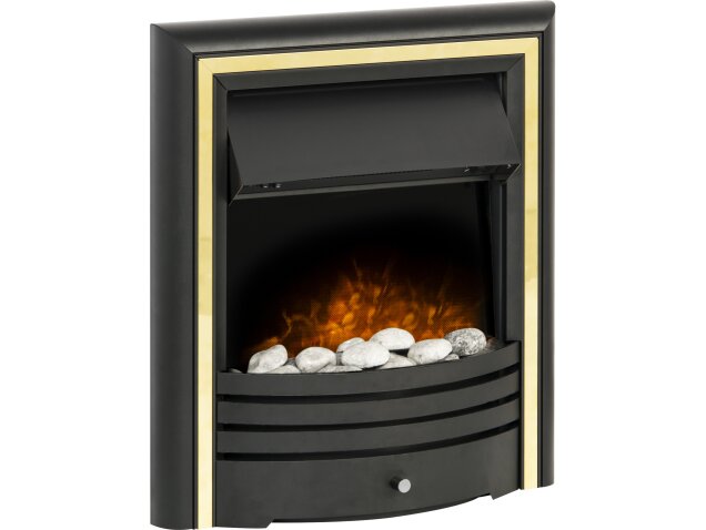 Cambridge Pebble Electric Fire in Black & Brass