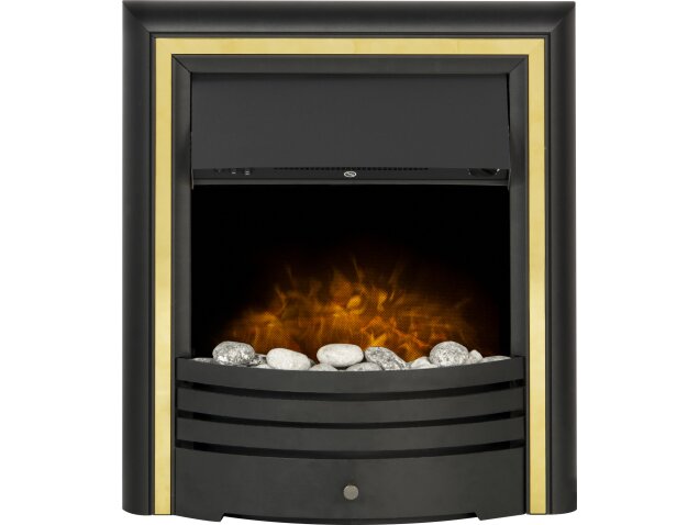 Cambridge Pebble Electric Fire in Black & Brass