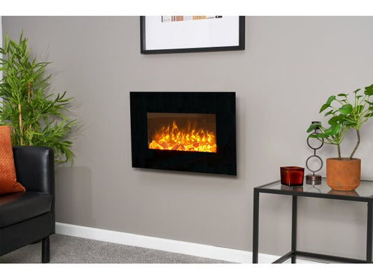 Sureflame WM-9334 Electric Wall Mounted Fire with Remote in Black, 26 Inch