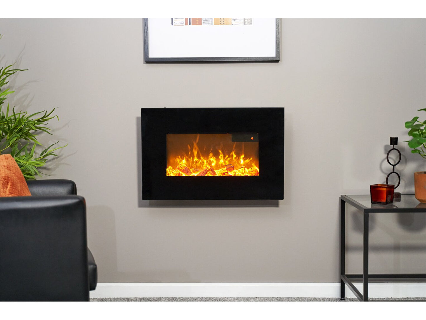 Sureflame WM-9334 Electric Wall Mounted Fire with Remote in Black, 26 Inch