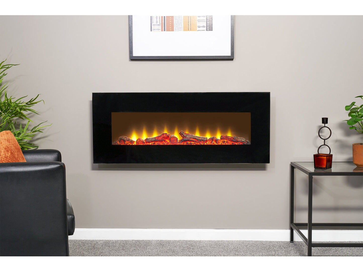 Sureflame WM-9331 Electric Wall Mounted Fire with Remote in Black, 42 Inch