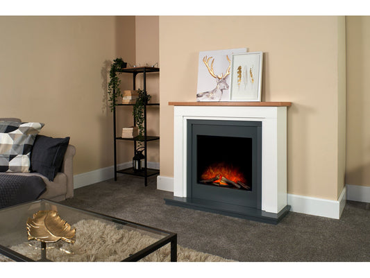 Brentwood Electric Fireplace Suite in Pure White & Charcoal Grey, 43 Inch