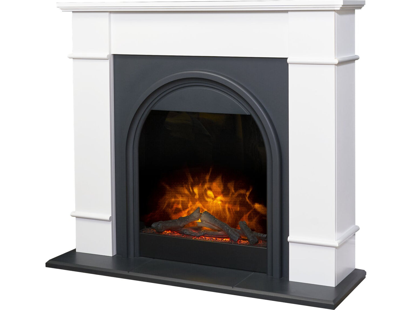 Chesterfield Electric Fireplace Suite in White & Charcoal Grey, 44 Inch