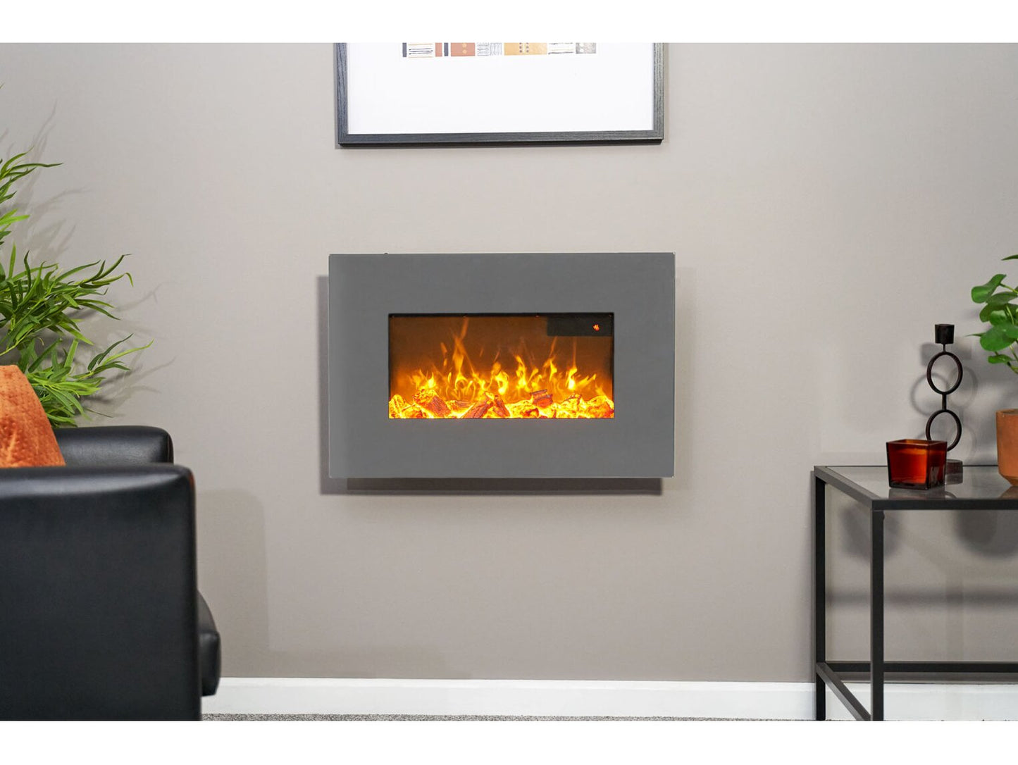 Sureflame WM-9541 Electric Wall Mounted Fire with Remote in Grey, 26 Inch