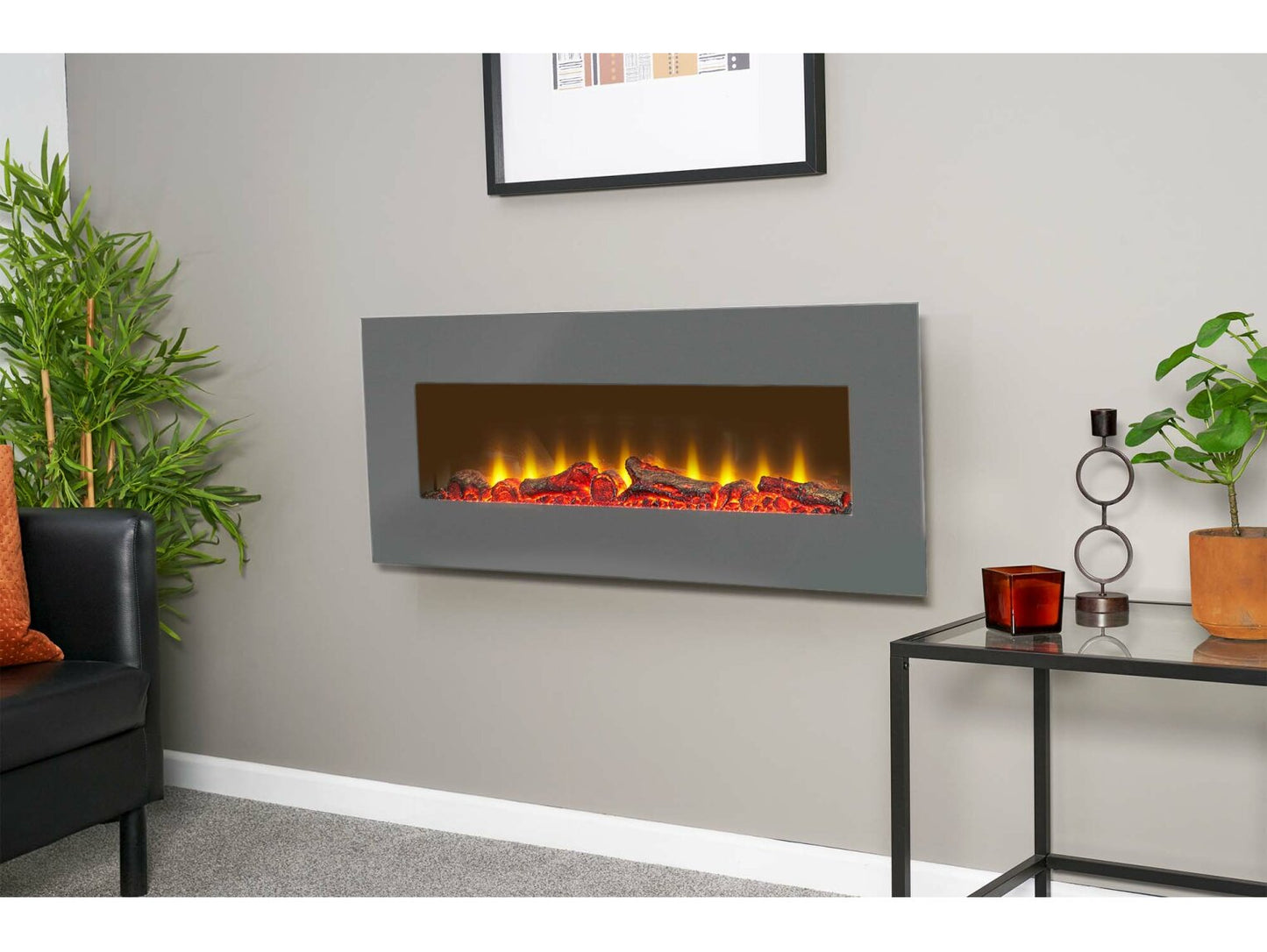 Sureflame WM-9505 Electric Wall Mounted Fire with Remote in Grey, 42 Inch