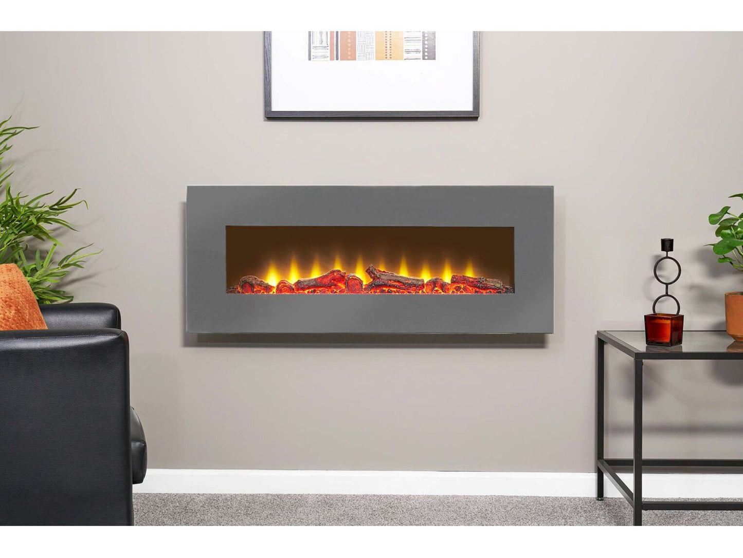 Sureflame WM-9505 Electric Wall Mounted Fire with Remote in Grey, 42 Inch