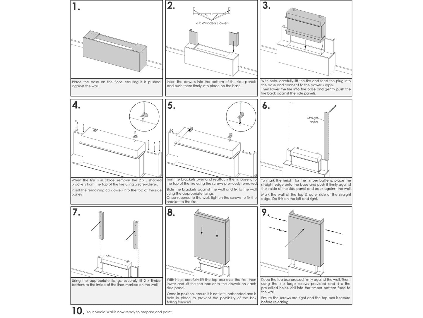 Sahara Pre-Built Media Wall Fireplace Package 1