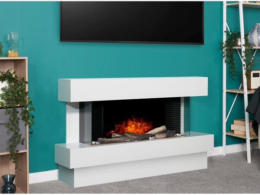 Manola XLS Electric Fireplace Suite in Pure White, 48 Inch