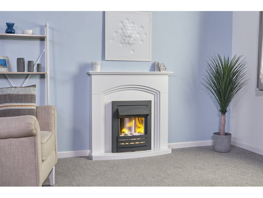 Truro Fireplace in Pure White with Helios Electric Fire in Black, 41 Inch