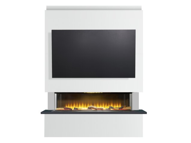 Sahara Pre-Built Media Wall Fireplace Package 3