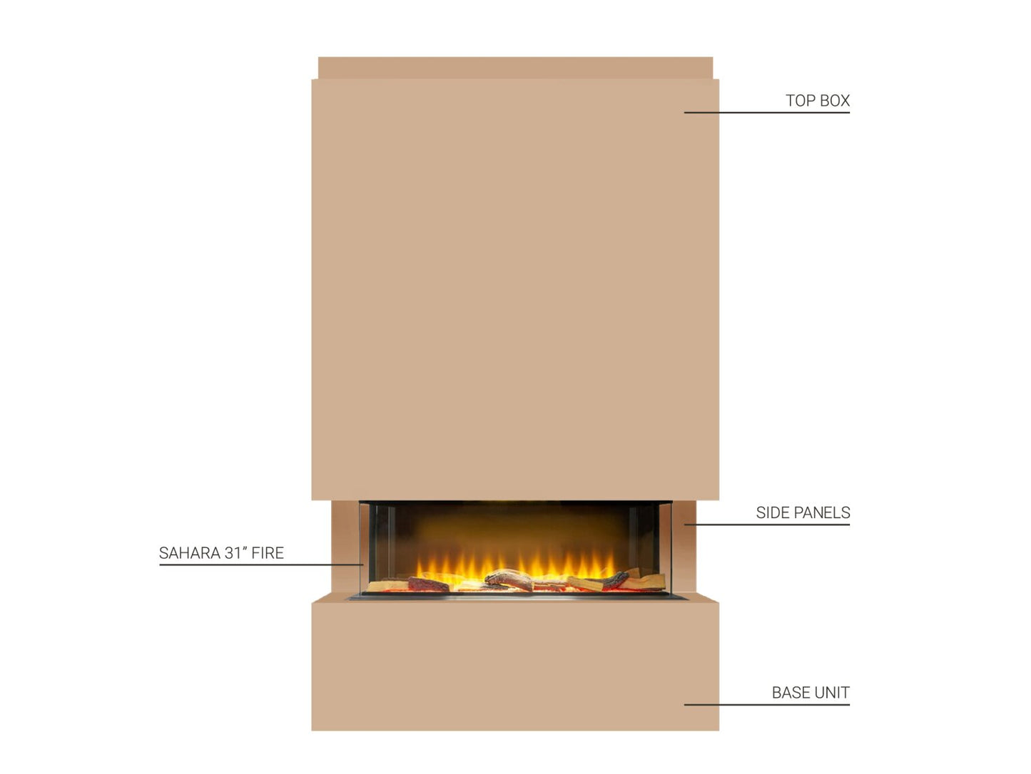 Sahara Pre-Built Media Wall Fireplace Package 1