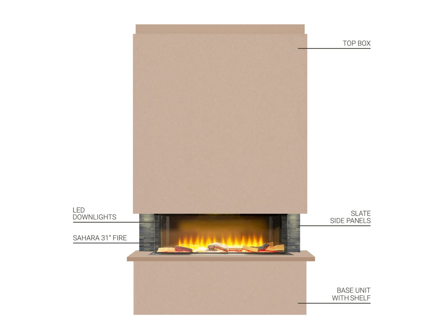 Sahara Pre-Built Media Wall Fireplace Package 2