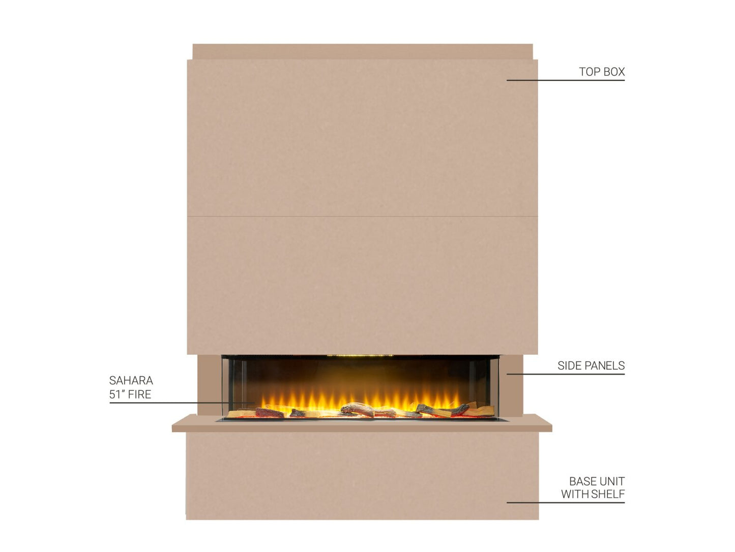 Sahara Pre-Built Media Wall Fireplace Package 3