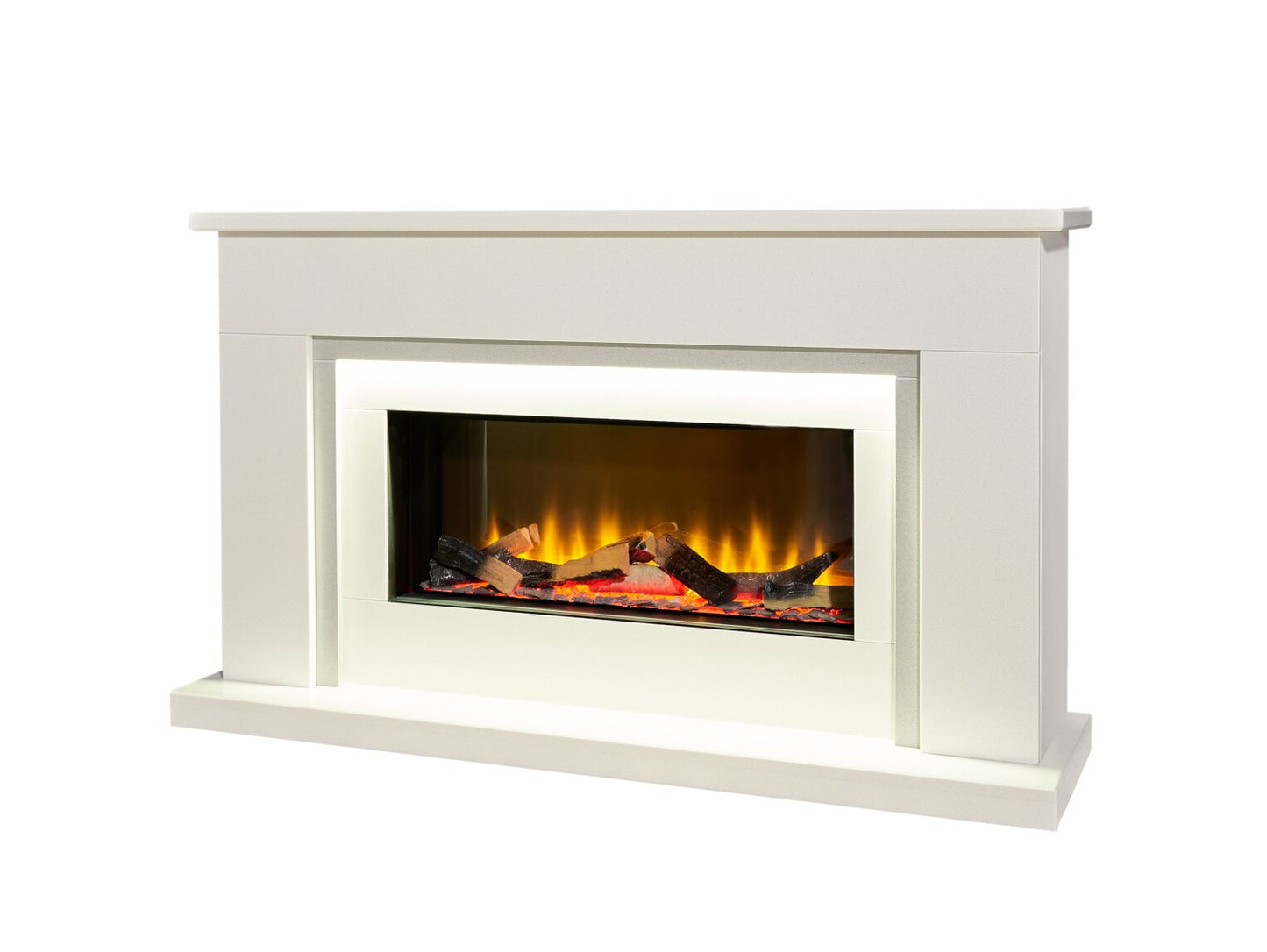 Arona White & Grey Marble Electric Fireplace Suite, 54 Inch