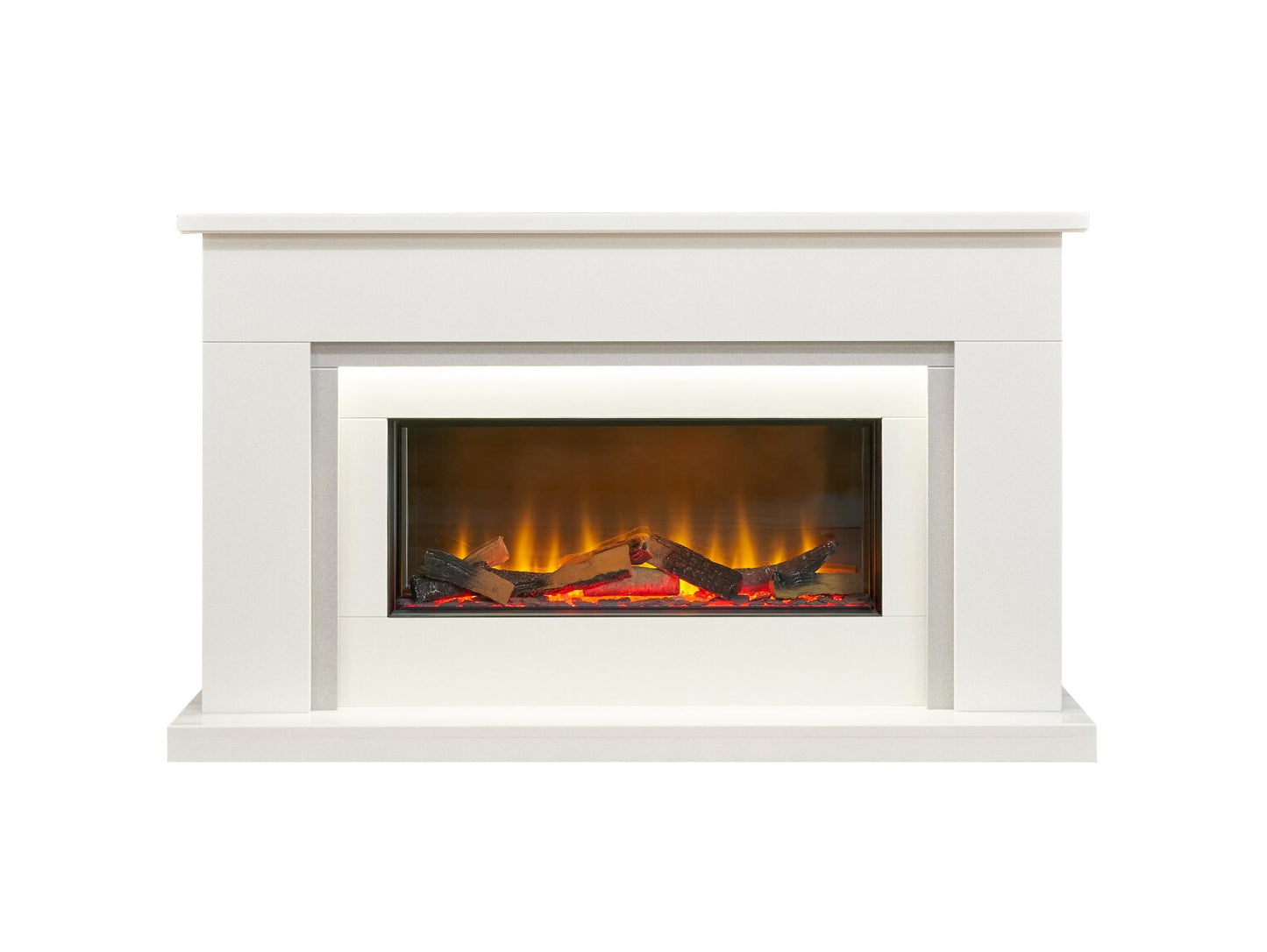 Arona White & Grey Marble Electric Fireplace Suite, 54 Inch