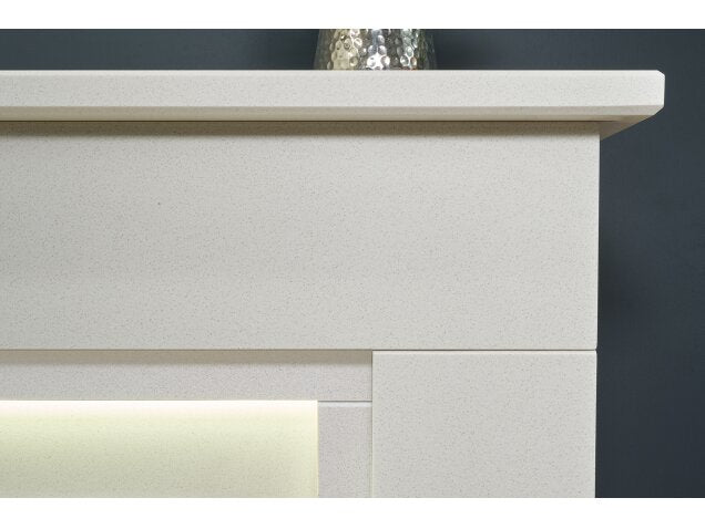 Arona White Marble Electric Fireplace Suite, 54 Inch