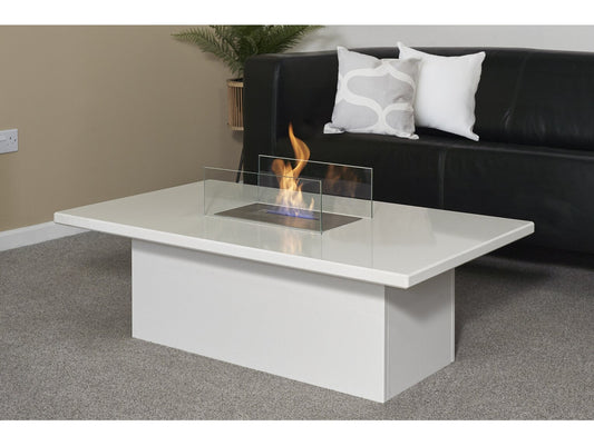 Mensa White Marble Bio Ethanol Fire Coffee Table