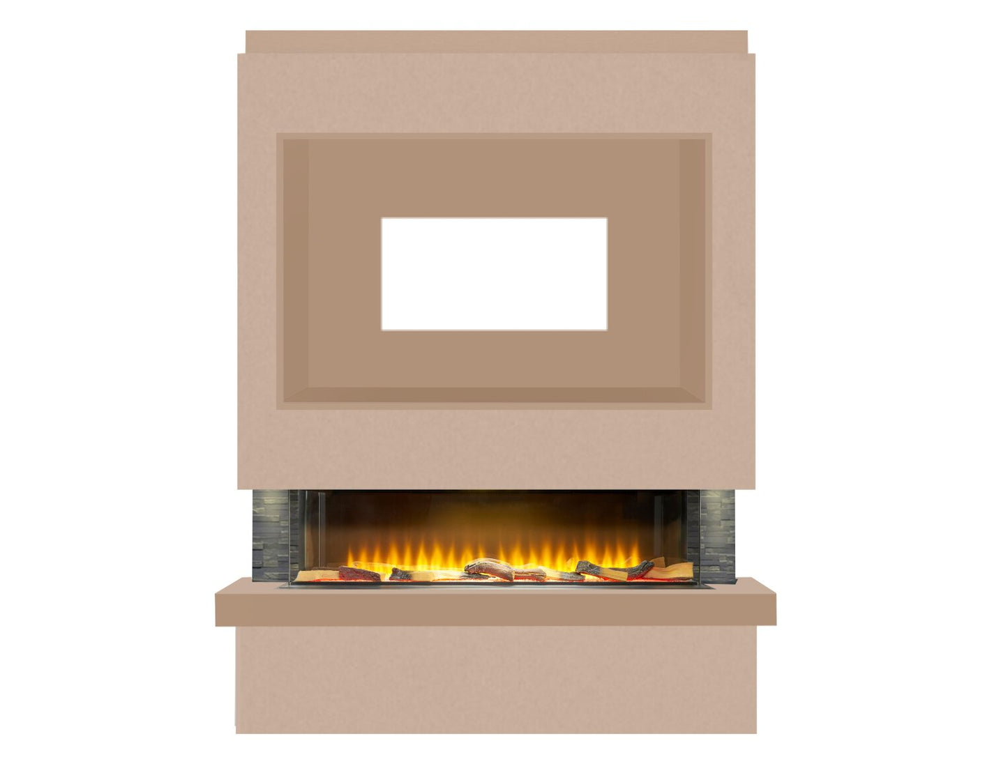 Sahara Pre-Built Media Wall Fireplace Package 5 with TV Recess