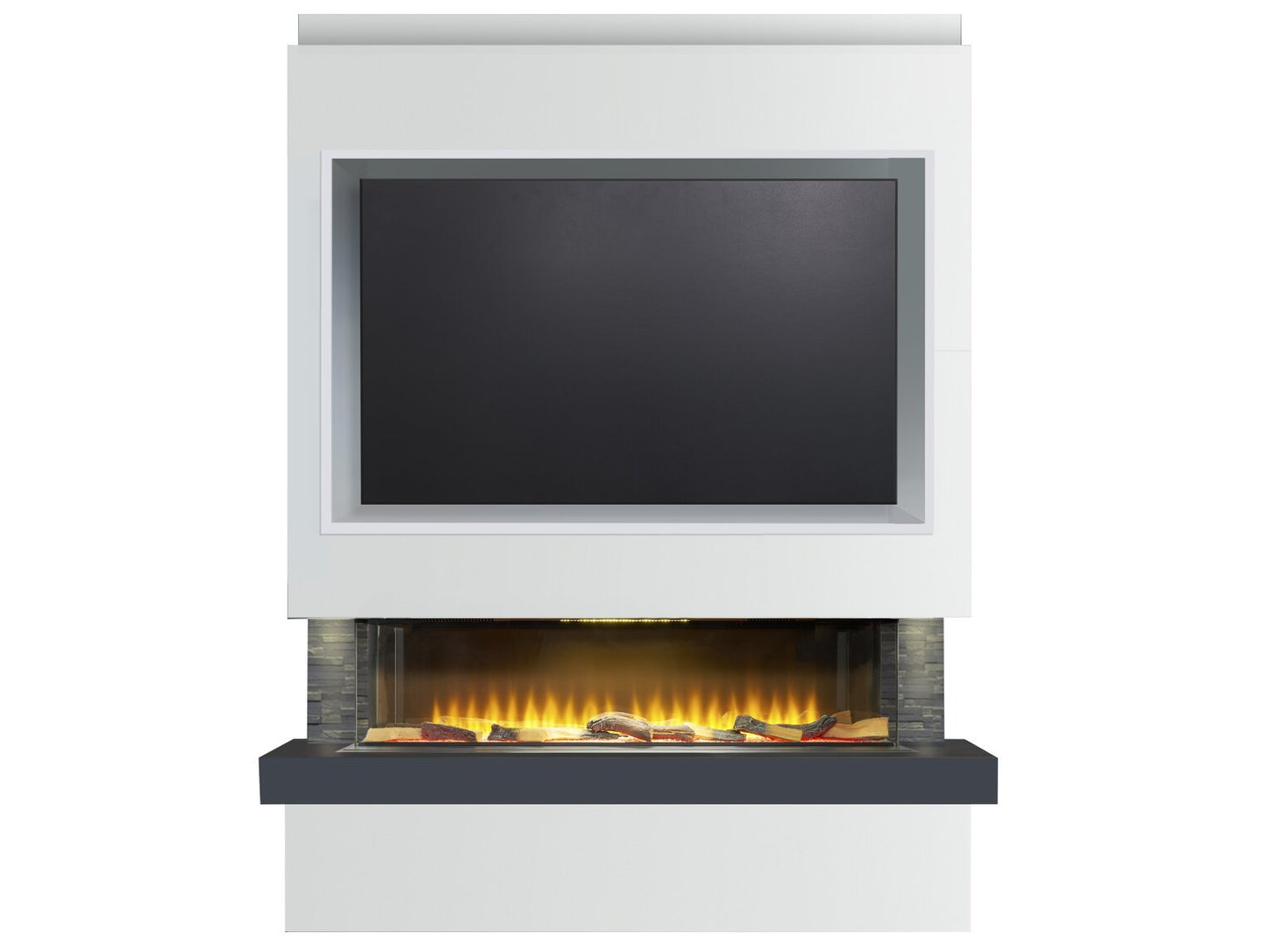 Sahara Pre-Built Media Wall Fireplace Package 5 with TV Recess