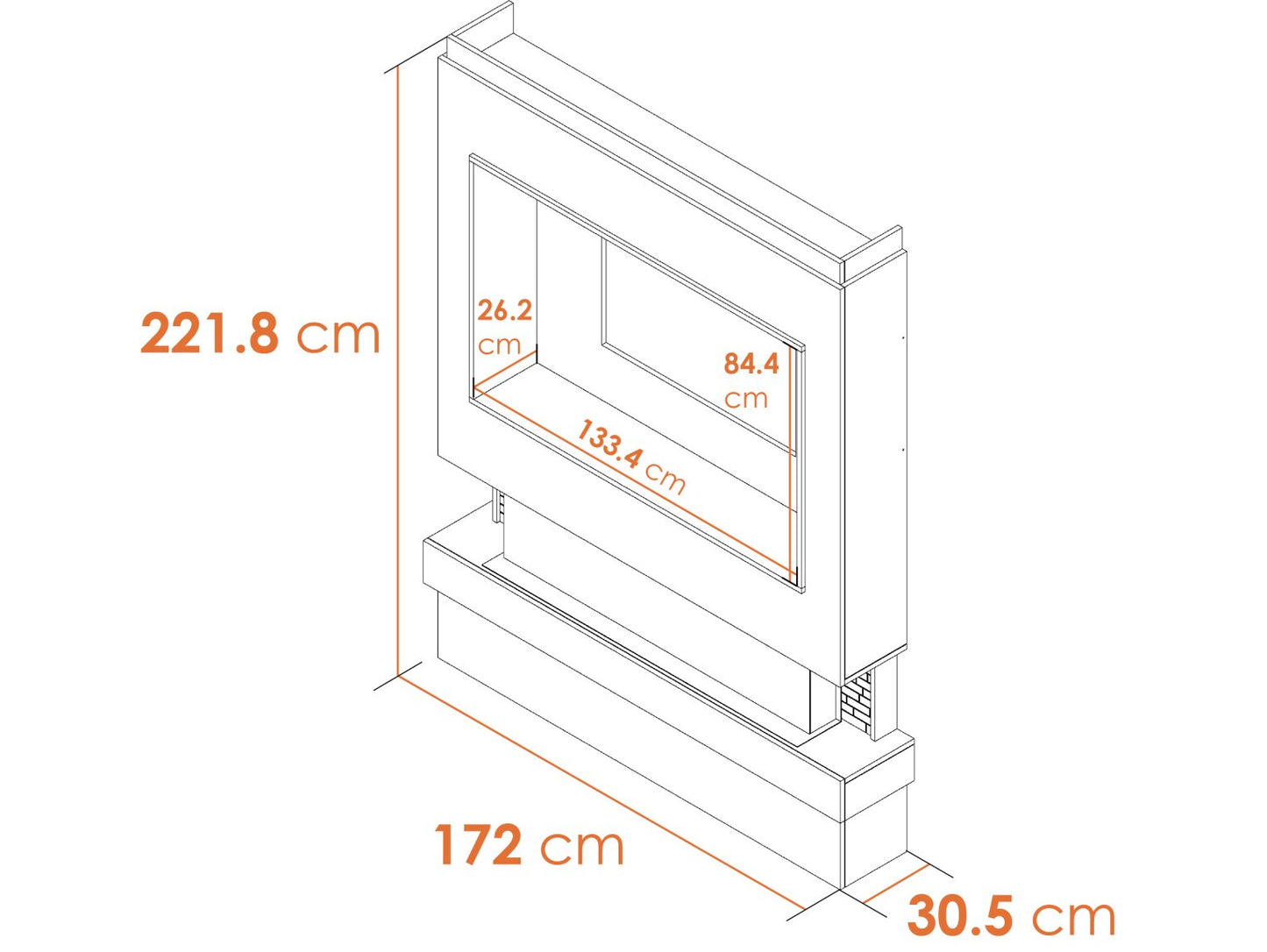 Sahara Pre-Built Media Wall Fireplace Package 5 with TV Recess