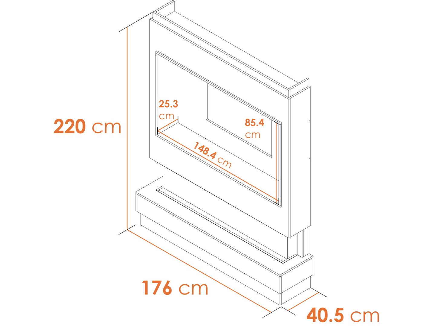 Matrix Pre-Built Media Wall Fireplace Package with TV Recess