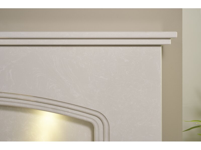 Vienna Perola Marble Fireplace with Downlights & Astralis Electric Fire in Chrome, 54 Inch