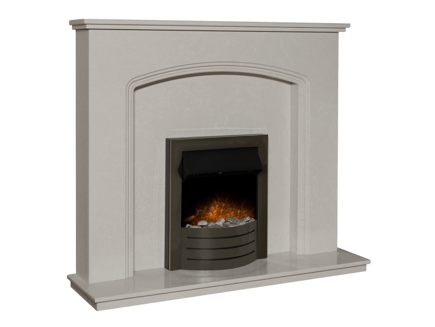 Vienna Perola Marble Fireplace with Downlights & Comet Electric Fire in Black Nickel, 54 Inch