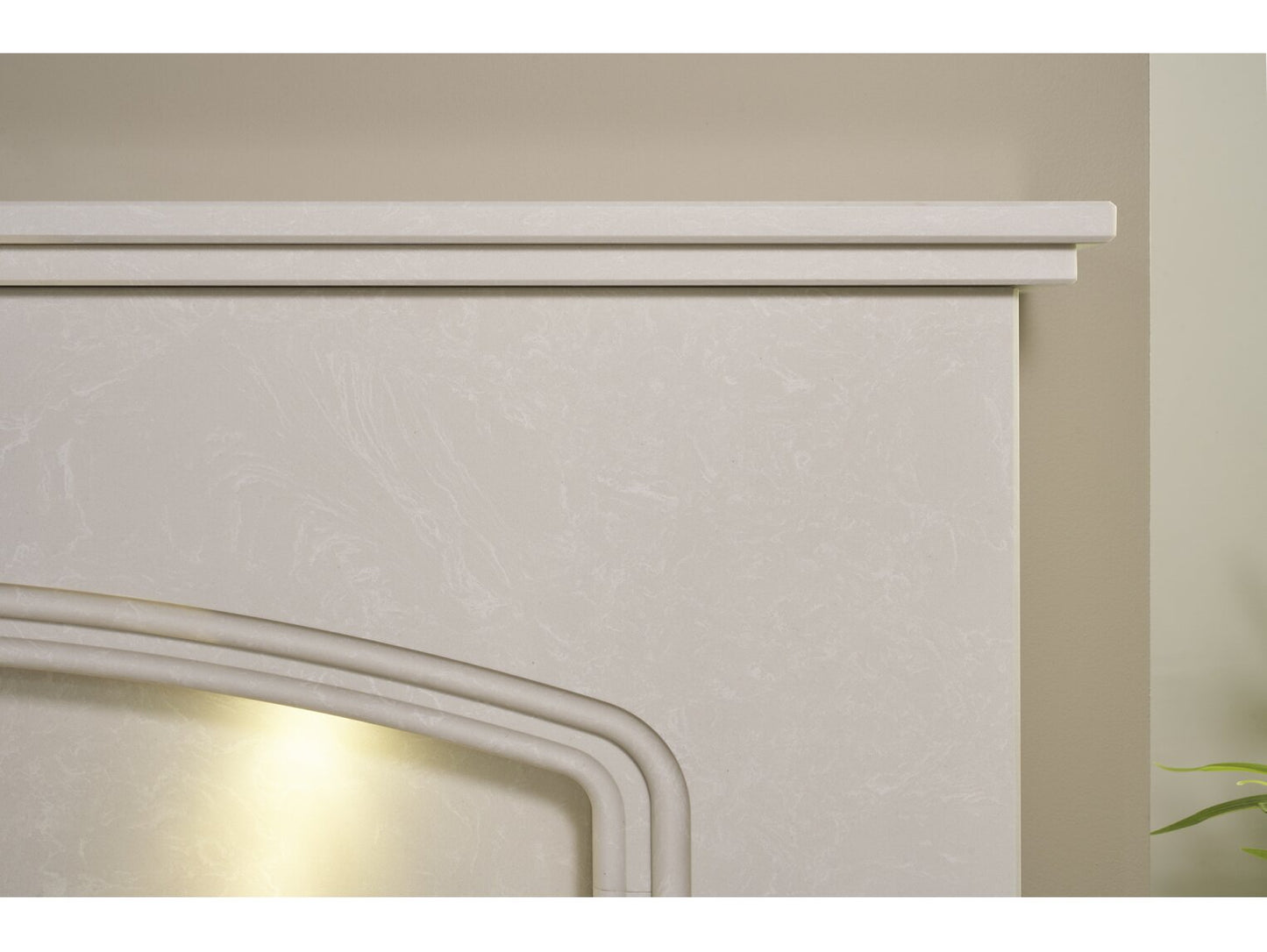 Vienna Perola Marble Fireplace with Downlights & Elan Electric Fire in Chrome, 54 Inch