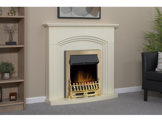 Truro Fireplace in Cream with Blenheim Electric Fire in Brass, 41 Inch