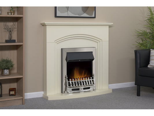 Truro Fireplace in Cream with Blenheim Electric Fire in Chrome, 41 Inch