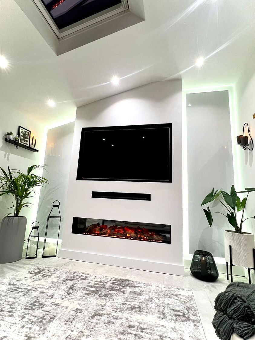 NERO 1500 - Electric Media Wall Fireplace with Remote Control